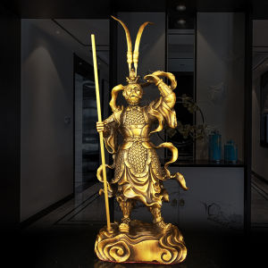 Bronze Monkey King Buddha Statue Office Living Room Decorative Artifacts Handmade Chinese Style Desktop Ornaments Gifts