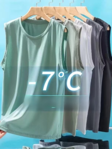 Ice Silk Sports Vest Mens Summer Loose Large Size Sleeveless T-Shirt Fitness Quick Dry Sweatshirt Breathable Mesh Top