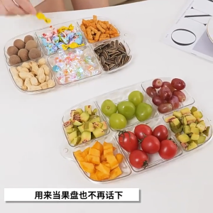 4/6 Grid Preparation Plate Kitchen Divided Dish Soy Sauce Dipping Tray Vegetable Preparation Plate