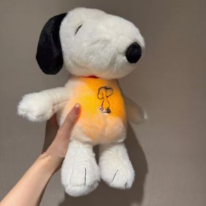 New Baby Breathing Soothing Snoopy white dog Plush Doll Sleeping Companion Music and Light Doll Sensory Stuffed Toy Kids Gift