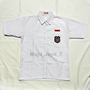 Seragam sekolah kemeja putih lengan pendek SD logo bordir