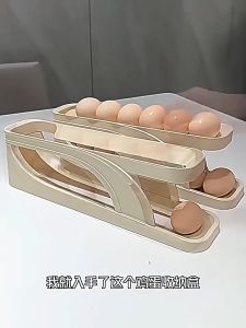 Rak Penyimpan Telur 2 Tingkat Bergulir Otomatis Egg Box Kulkas Storage Dapur Ekonomis
