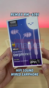 Remax RM-619 Wired Earphone Call Music Wired Headphone Silicon Sleep Earphone 1.2M Length Remax RM619 Remax Earphone