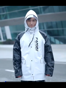 Waterproof Motorcycle Riding Raincoat with Reflective Stripe Rainsuit Rainwear Jacket Pants Set