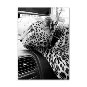 Luxury Fashion Woman Door Car Black White Wall Canvas Painting Nordic And Prints Wall Pictures For Living Room Decor
