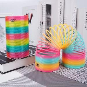 10*10.5cm Colorful rainbow spring toys childrens plastic smooth magic rings toy elastic rings