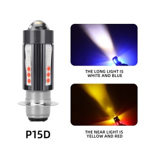 KEVANLY | H4 BA20D P15D Four Color LED Bulbs Motorcycle Headlight Hi/Lo Beam Light Spotlight 3570 Chip Motorcycle signal light Accessories