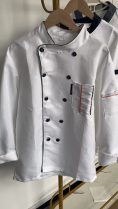 Ready Stock Chefs Uniform Solid Color Double-Breasted Chef Uniform Pastry Chef Long-Sleeved Hotel Western Restaurant Kitchen Baker Cake