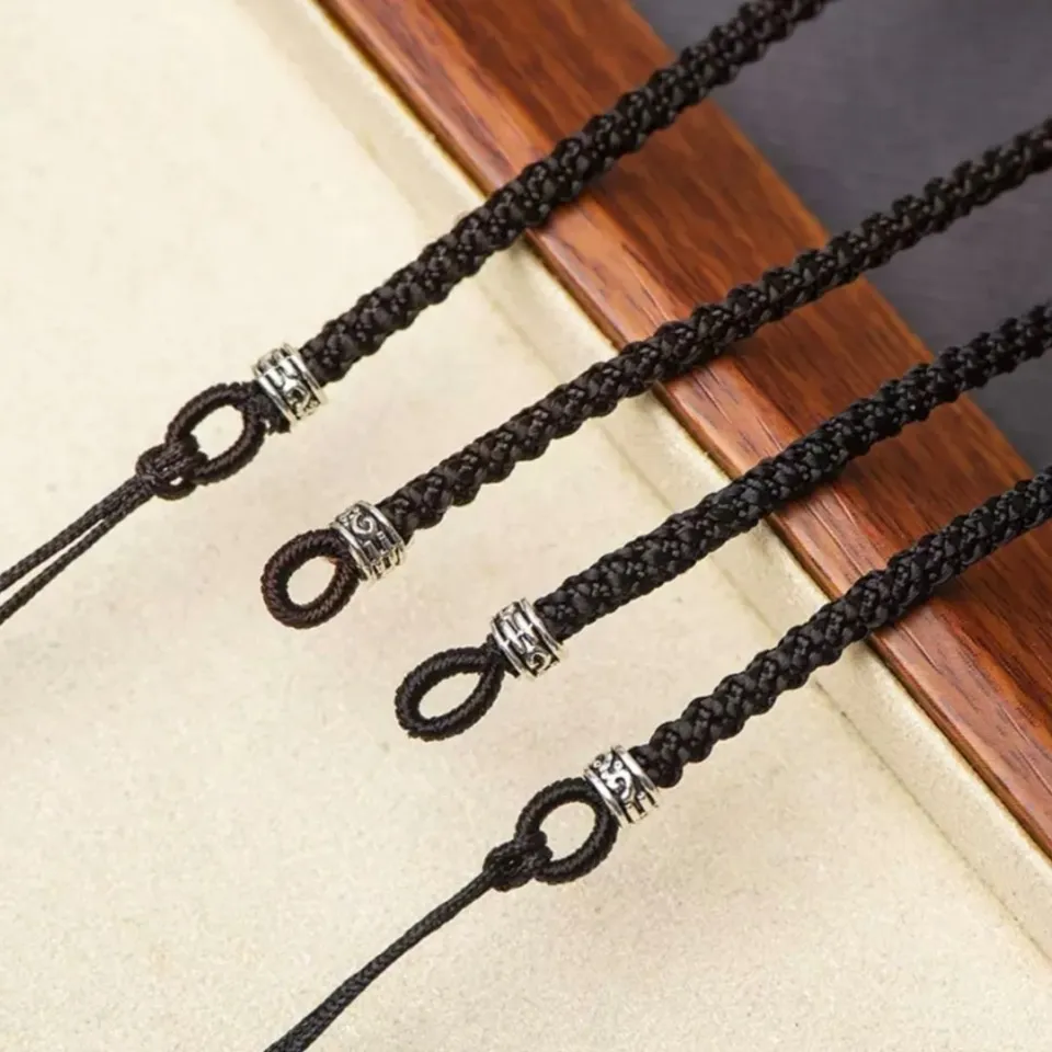 横穿天珠绳链藏银红玛瑙天珠链(可调节/ Adjustable) Dzi Bead Pendant