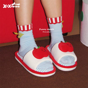 Giày Lót Sàn Hình Quả Táo Vui Nhộn Cho Nữ Giày Lót Sàn Mùa Xuân Hè Đa Năng Thoáng Khí Chống Trượt Giày Lót Sàn Bằng Vải Cotton