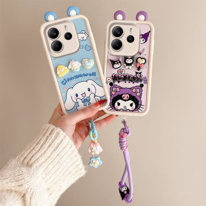 Phone Case Redmi Note 14 Pro + Plus RedmiNote14Pro+ 5G 4G Cute 3D Ear Cartoon Casing with Dolls Pendant Short Lanyard Lens Protection Sweatproof Silicone Soft Cover