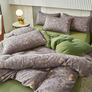 Retro Girl Cotton Double-Layer Gauze Yarn-Dyed Jacquard Quilt Cover Single Set Pure Cotton 100 Double Duvet Cover Bed Sheet One-Piece