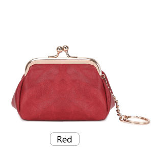 Retro mini lock clip coin purse daily portable and cute handheld storage bag for girls solid color simple  key bag
