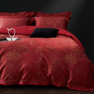 SIDEFU | Wedding Bed 4-Piece Set Red Pure Cotton