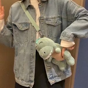 Túi đeo chéo thú bông Khủng Long Gân 4 màu mới xinh xắn đáng yêu