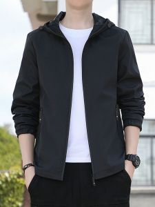 Stylish Mens Hooded Jacket Spring Autumn Thin Version Trendy Casual Outerwear Korean Style Fashionable Mens Clothing
