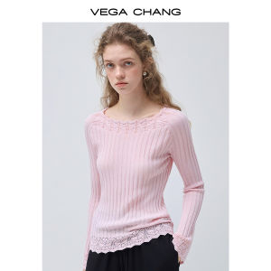 VEGA CHANG | Áo Blouse Knitwear Mới Có Gỗ Ren Giúp Gọn Gàng