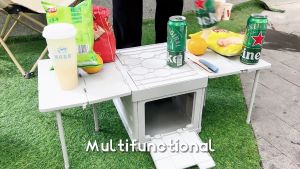 HEYMAN Camping box Folding Storage Box with Lid Chuck Box Camping Storage Box Portable Camping Folding Table with Storage Compartment 露营储物箱