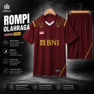 Setelan Jersey Bulu Tangkis BNI Hitam Emas | Bahan bernapas ringan cepat kering jahitan kuat | Desain modern bahan premium cocok untuk olahraga badminton