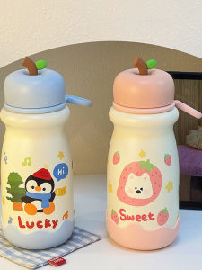 Large Capacity Stainless Steel 316 Portable Insulated Water Bottle Cute Female Straight Drinking High Aesthetic Value Student