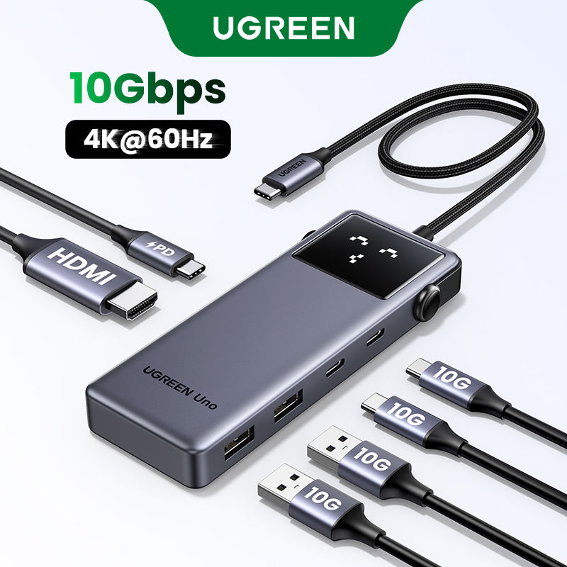 【4K 60Hz】UGREEN Uno 6-in-1 10Gbps USB C Multiport Adapter HUB HDMI for Thinkpad T14 Macbook Air M3 Samsung S26 S25 Ultra iPhone 17 Pro Max