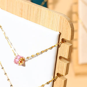 Ring Earrings Jewelry Display Stand Necklace Storage Tray Bamboo Jewelry Organizer Showcase