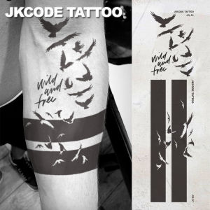 Waterproof Hand Tattoo for Men - Black Dark Armband Tattoo - Flying Bird Tattoo - Street Graffiti Style 2-Piece Set - Tattoo Hand Finger Casual Cool Mens Hand Neck Head Tattoo Long-Lasting Waterproof 3-5 Days