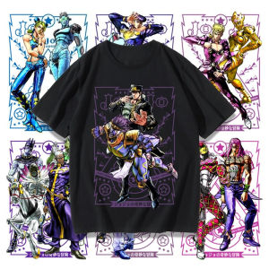 Bandai | JoJos Bizarre Adventure Animation Derivatives T-Shirt Jotaro Kujo Star Platinum Kira Yoshikage Printing Mens and Womens Tops