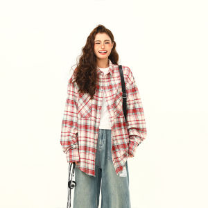 Tagkita | Vintage Brushed Check Shirt Loose Fit