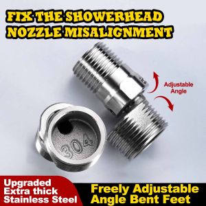 Stainless Steel Angled Curved Foot Angle Adjustment 360° Rotatable Eccentric Screw Corner Wall Mounted Shower Faucet Adapter
