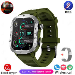 2026 New Military Mens Smart Watch LED Flashlight Outdoor Sport Fitness Tracker IP67 3ATM Wristwatch Health Monitor Smart Watch