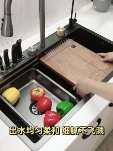 Nano Kitchen Sink Basin Vegetable Washing Basin Kitchen Stainless Steel Sink Kitchen Basin Nano 304 Stainless Steel Thickened Handmade Flying Rain Waterfall Large