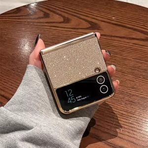 Samsung Galaxy Z Flip4 Z Flip3 W23 Flip Phone Case Full Cover Anti-Fall Ultra-Thin Frosted Glitter Womens Style Foldable Screen