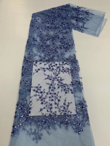 Nigerian Beaded Embroidery Lace High Quality French Net Sequins Tulle African Lace Fabric For Luxury Wedding Party Dress Sewing