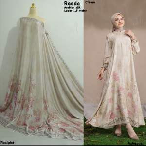 Kain arabian silk motif REEDA per setengah meter | kain gamis | kain viral | kain seragaman lebaran | kain bridesmaid | kain mewah | Azzatextile | kain bagus