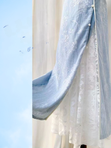 * Give You a like * Cheongsam Slip Dress Spring Summer Autumn Versatile Bottoming Skirt White Liner Refreshing Long Lace Skirt