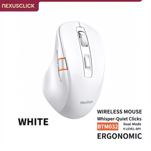 NexusClick Quiet Click Wireless Ergonomic Mouse Dual Mode 2.4G/BT 4 Adjustable DPI Long Battery Life for Home Dorm Laptop PC