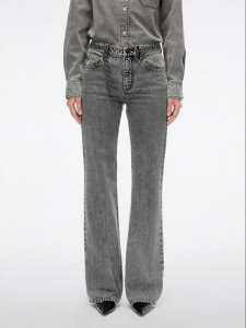 Vintage Rhinestone Patchwork Waistband Slimming Bootcut Womens Jeans