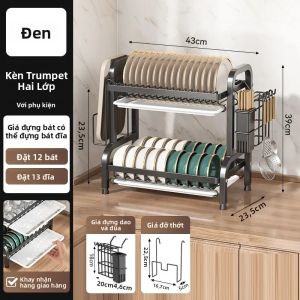 Giá Để Bát Đĩa Bằng Thép Carbon 2 Tầng Chống Gỉ Có Bộ Lọc Nước Giá Để Đồ Ăn Nhỏ Gọn Cho Nhà Bếp Hiện Đại