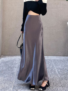 Elegant A-Line Midi Skirt for Women Summer High Waist Slim Fit Acetate Satin Fabric Casual Occasions Business Meetings Outings