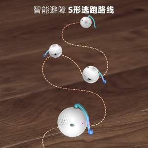 MeeGoo Smart Cat Teaser Ball Obstacle Escape Sound Light Device Auto Sleep Touch Wake Up APP Control