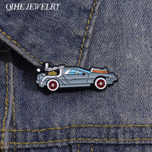 Retro Cartoon Sport Car Enamel Pin Science Fiction Movies Inspired Vehicle Brooch Jacket Lapel Badge Jewelry Gift For Friends