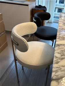 Accessible Luxury Stainless Steel Dining Chair Cream Style Small Apartment Cashmere Backrest Minimalist Chair Net Red Chair Kitchen Island Dining Chair