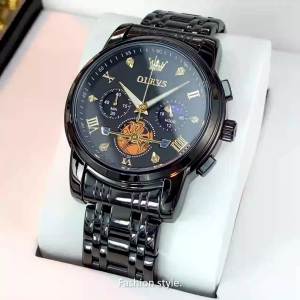 OLEVS | OLEVS Quartz Mens Watch Luxury Brand Waterproof Multi functional Lunar Phase Chronograph Code Watch Business Classic Men Watch
