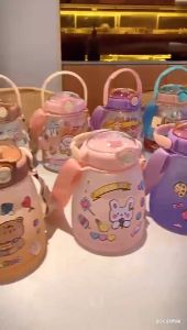 Hot Big Belly Cup Large Capacity Backpack Plastic kettle Student children straw sports portable water cup便携水杯