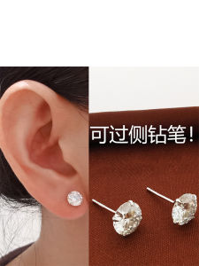 Super Shiny Womens Pure Silver Moissanite Ear Cuff Diamond Simulant  out Ear Bone Stud Earrings Korean Style Fashion Jewelry