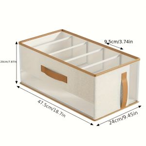 5 Compartments Luxury Bag Organizer for Closet Foldable Purse Storage Bin with Visible Mesh Clear Window Wardrobe Divider White