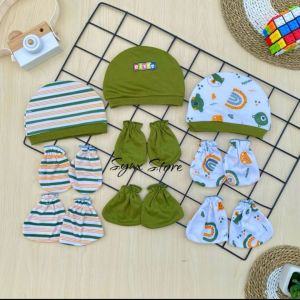 3 SET TOPI DAN SARTAKI BAYI NEWBORN SERI TERBARU