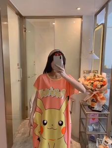 "#Kari Plus size Sleepwear Stretchable Cartoon Green Duck Trendy Daster Maternity Dress (one size L-4XL)"