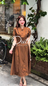 Đầm thiết kế BEMINE cổ trụ họa tiết chấm bi dáng chữ A phù hợp đi làm-B676